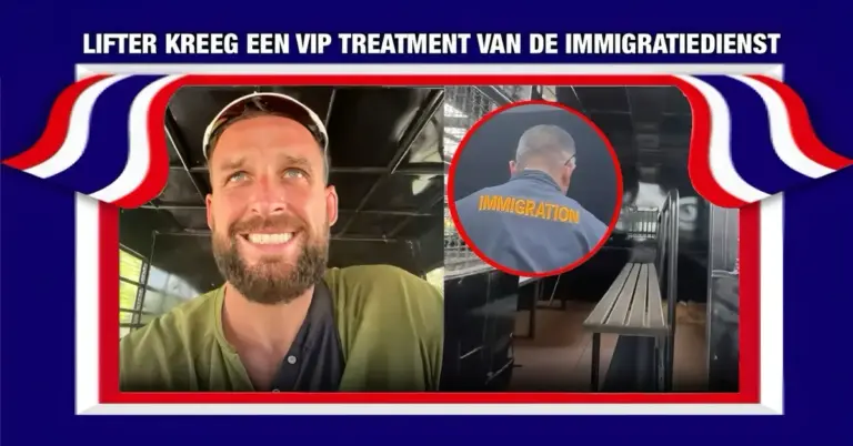 Een avontuurlijke toerist in Thailand, kreeg een exclusief ritje in een Thaise Immigratiebusje.
