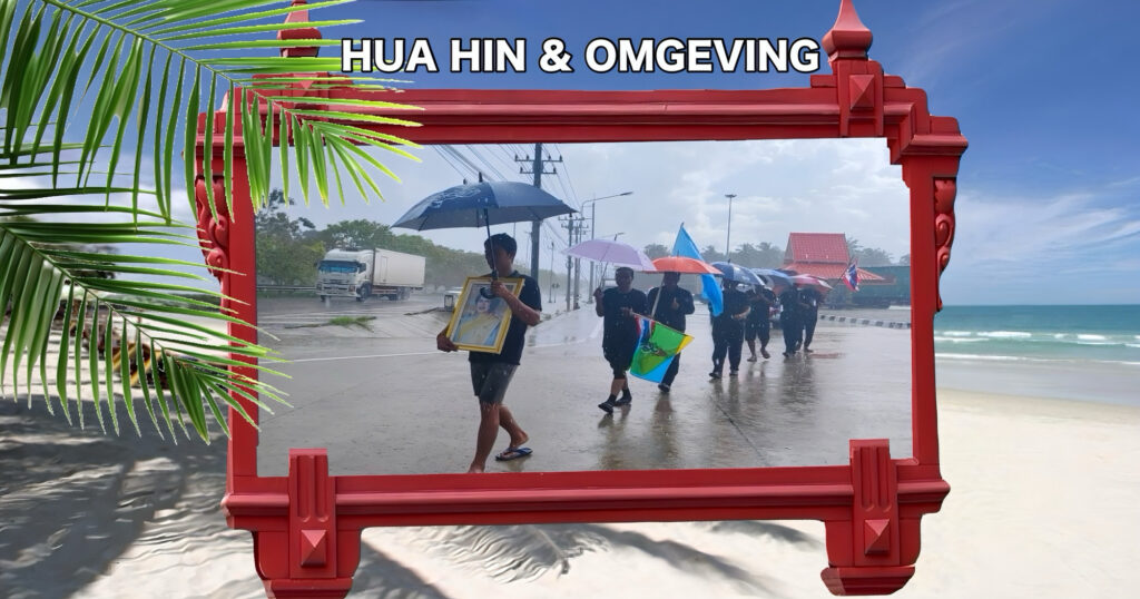 Ondanks de regen en de wind laat een groep van zeven Thaise avonturiers zich niet tegenhouden de overleden Koningin van Thailand te eren!