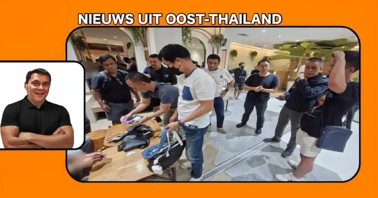 Provinciale politie Oost-Thailand pakt gisteren een bende geldezels in een druk winkelcentrum in Chonburi op