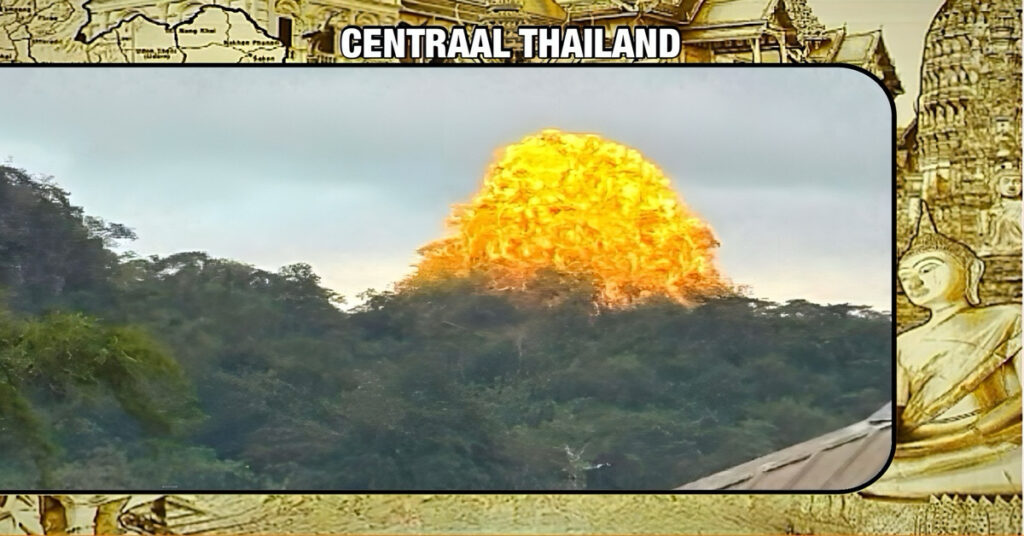 Een mysterieuze goudkleurige gloed heeft gisteren de top van Khao Laem in Centraal-Thailand verlicht, de bevolking spreekt van een mirakel