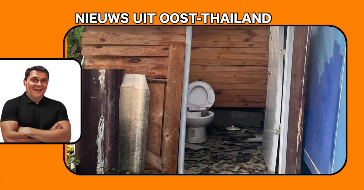 Van een scheet tot donderslag, tijdens de storm slaat de bliksem in het toilet van een restaurant in Oost-Thailand