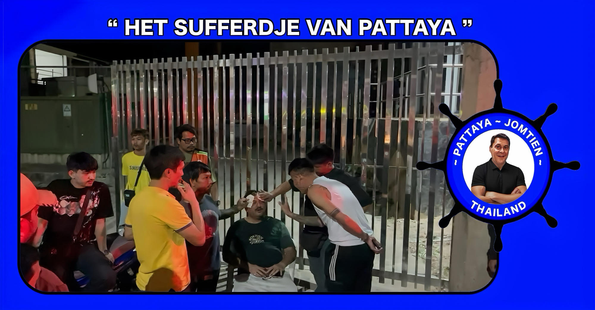 Tikkertje spelen op de Beach Road van Pattaya, loopt voor een Indiase man pijnlijk af