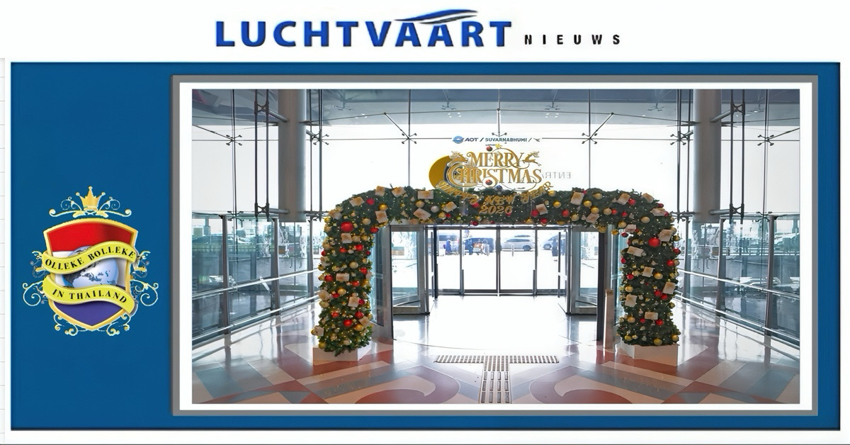 Op de grootste luchthaven van Thailand heerst een feestelijke kerststemming, de vakantie begint direct daar!