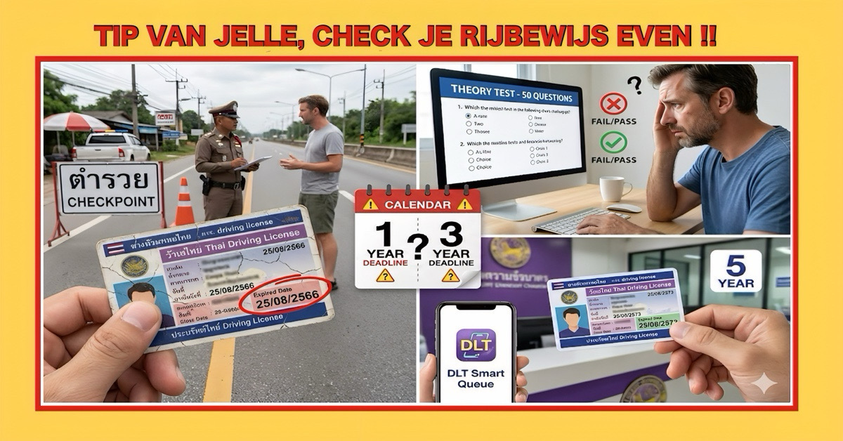 Het is werkelijk balen als je rijbewijs in Thailand is verlopen.