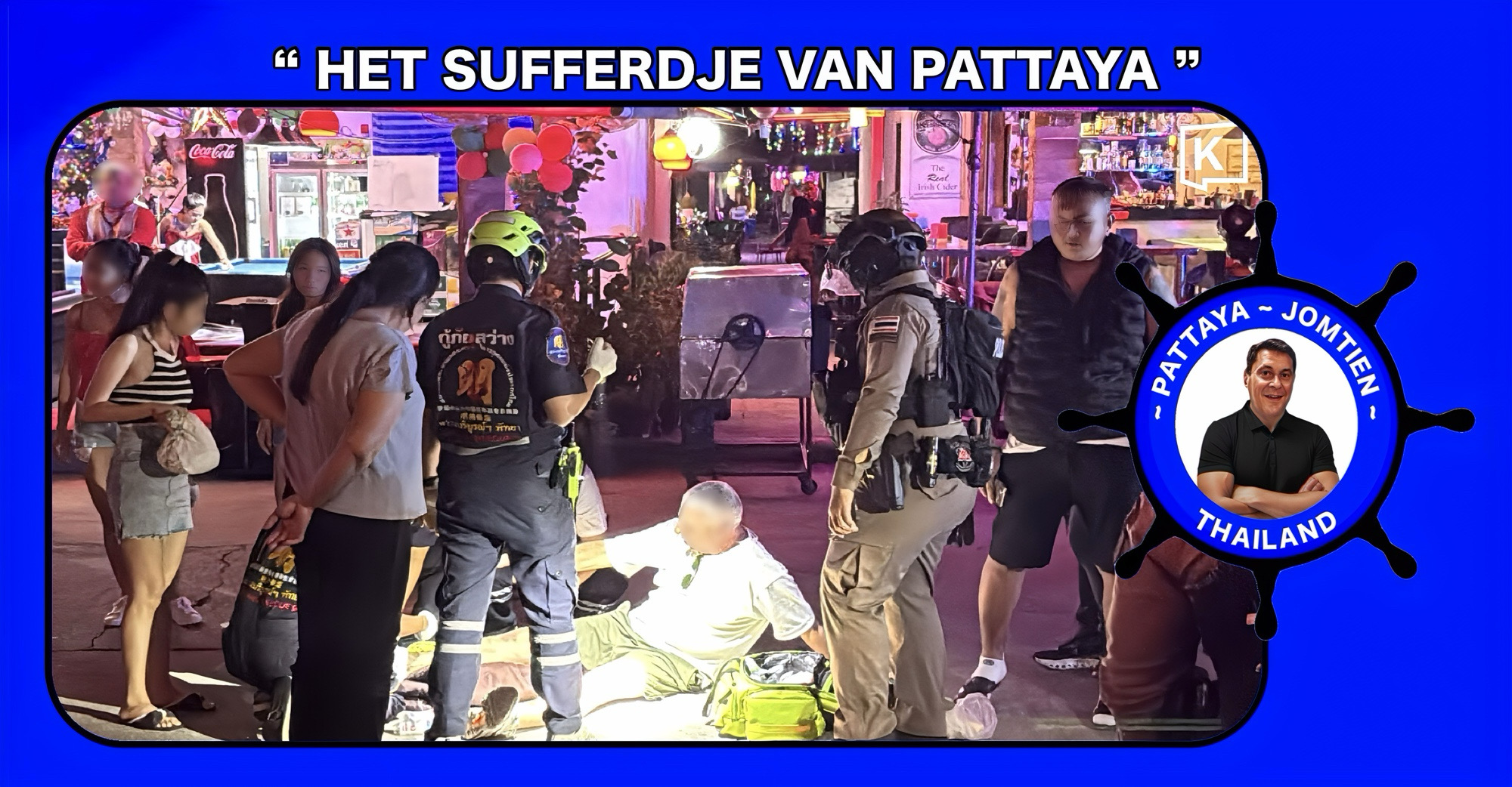 De kerstnacht in Pattaya verliep allesbehalve vredig, buitenlandse man raakt gewond op de Rompho markt in Jomtien