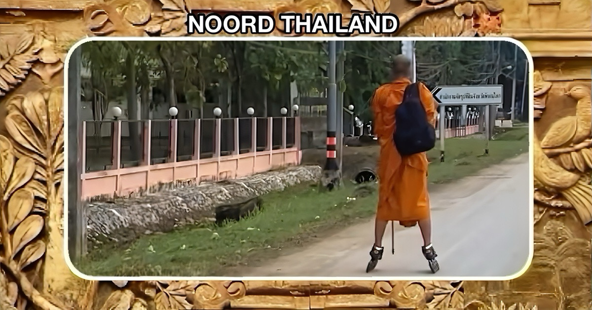 🎥 |In Phitsanulok skate een monnik de sociale media van Thailand plat