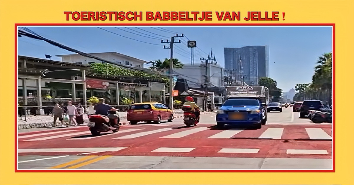 De herinrichting van het tweerichtingsverkeer op Jomtien Beach Road vermindert de files, maar de veiligheid van voetgangers blijft een dingetje!