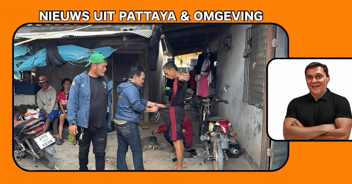 Politie Pattaya viel het terrein achter de drijvende markt Ta Daeng in Huay Yai binnen op zoek naar drugsgebruikers