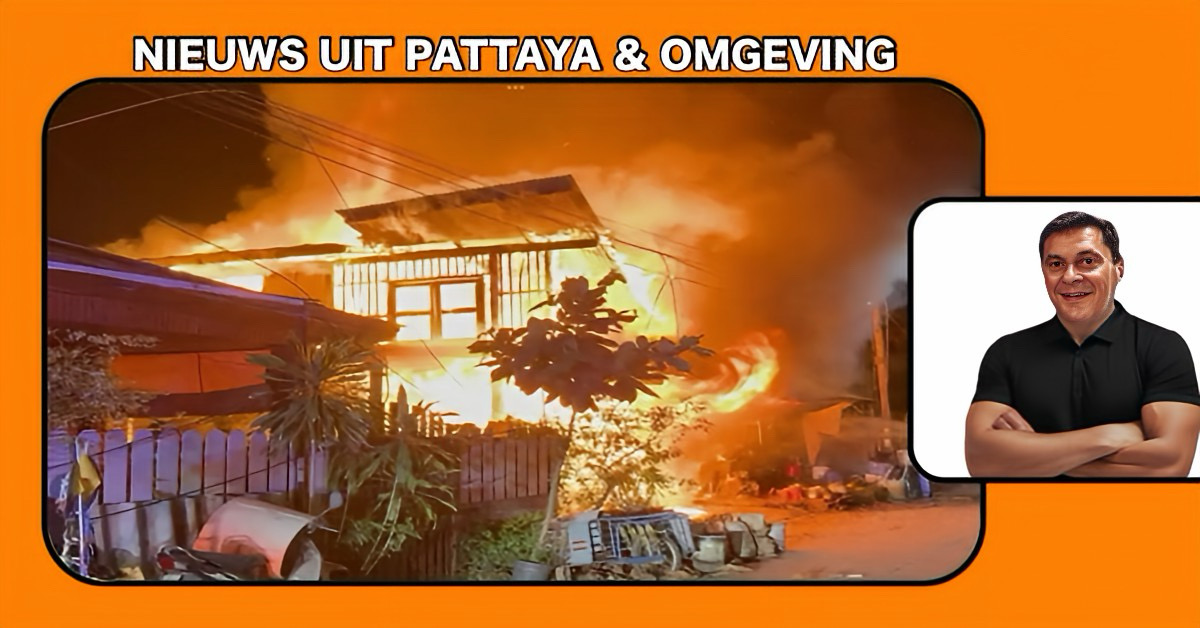 Houten huis nabij Thepprasit Road in Pattaya valt ten prooi aan een vlammende vuurzee