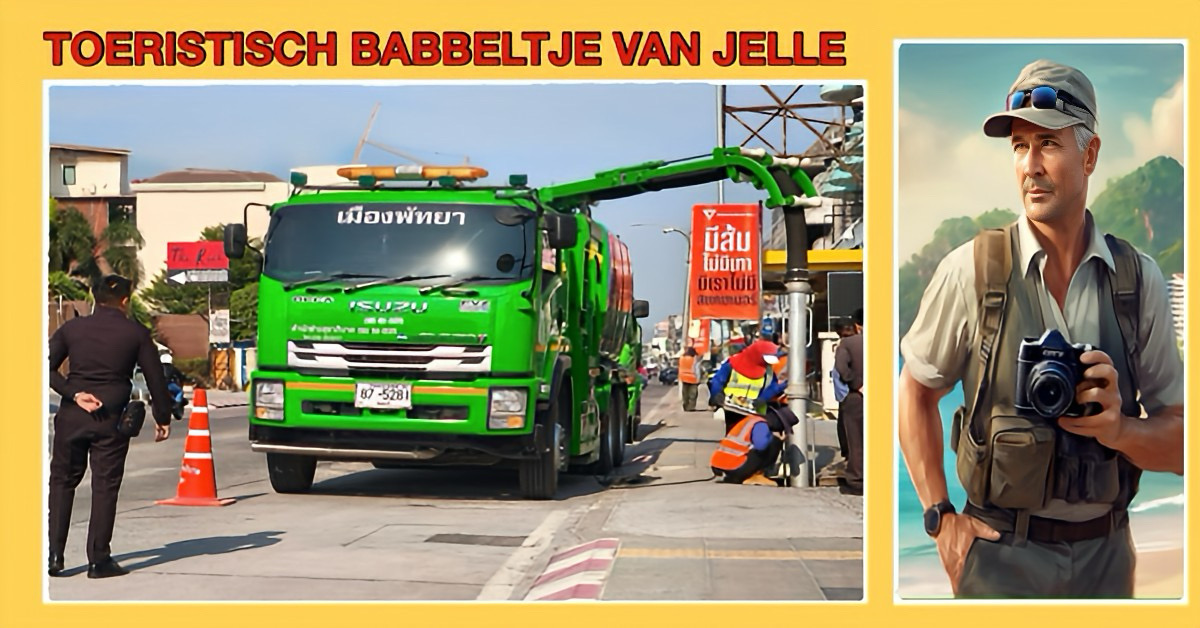 Pattaya slurpt het riool op de South Pattaya Road leeg om overstromingen te voorkomen