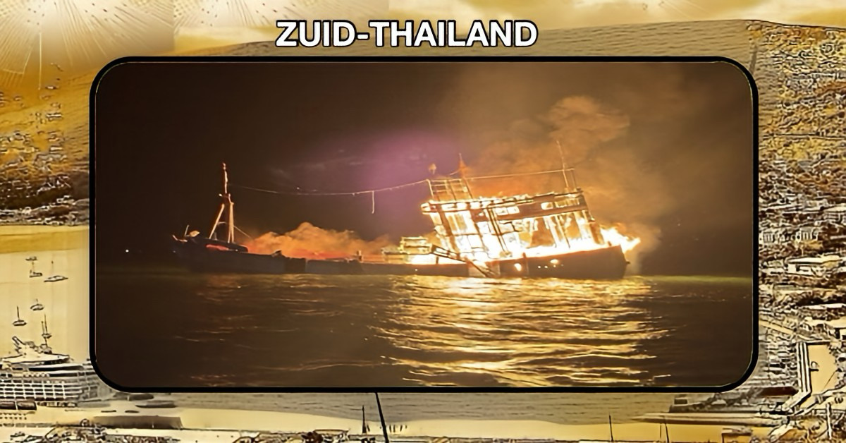 Vissersboot vliegt in Zuid-Thailand in de hens en zinkt naar de kelder