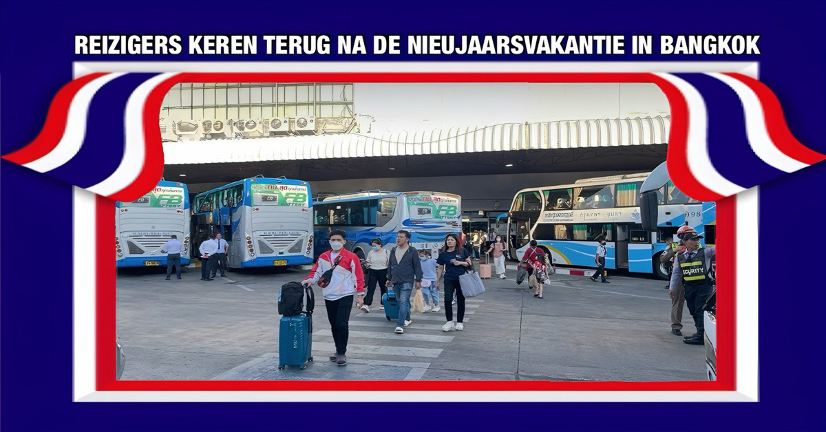 Duizenden Thaise werknemers en toeristen keren na de nieuwjaarsvakantie terug naar de hoofdstad van Thailand