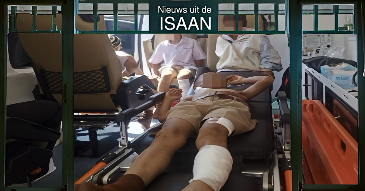 Drie honden stormden zomaar een school binnen in Noordoost-Thailand en vielen vier kinderen aan. Eén jongen raakte zwaargewond.