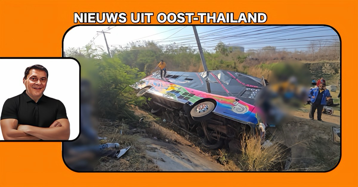 Buschauffeur remt te laat in Oost-Thailand resulteert in kettingbotsing met tientallen gewonden
