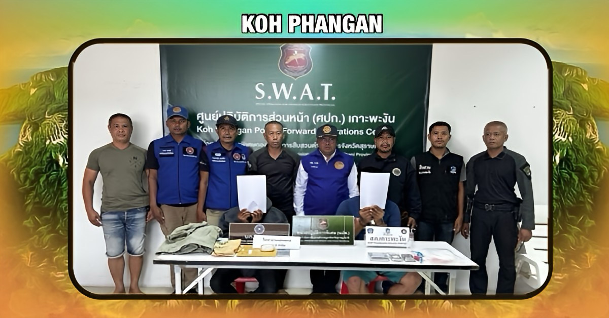 Twee drugsdealers op de pier van Koh Phangan in Zuid-Thailand gearresteerd