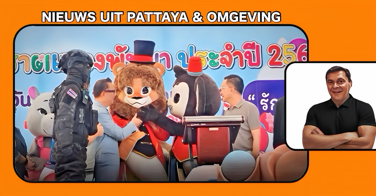 De burgemeester van Pattaya trok gisteren een leeuwenpak aan om de viering van de Kinderdag te openen.