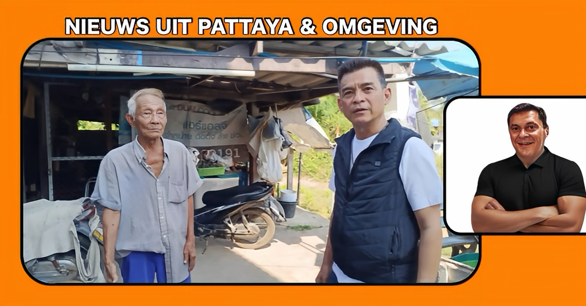 Bejaarde man gooit achteloos zijn sigarettenpeuk weg, een magazijn met tweedehands goederen in Sattahip brandt af