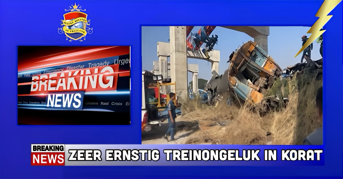 🎥 | BREAKING| Bouwkraan valt in Noordoost-Thailand op een voorbijrijdende trein, waarbij 22 mensen zouden zijn omkomen