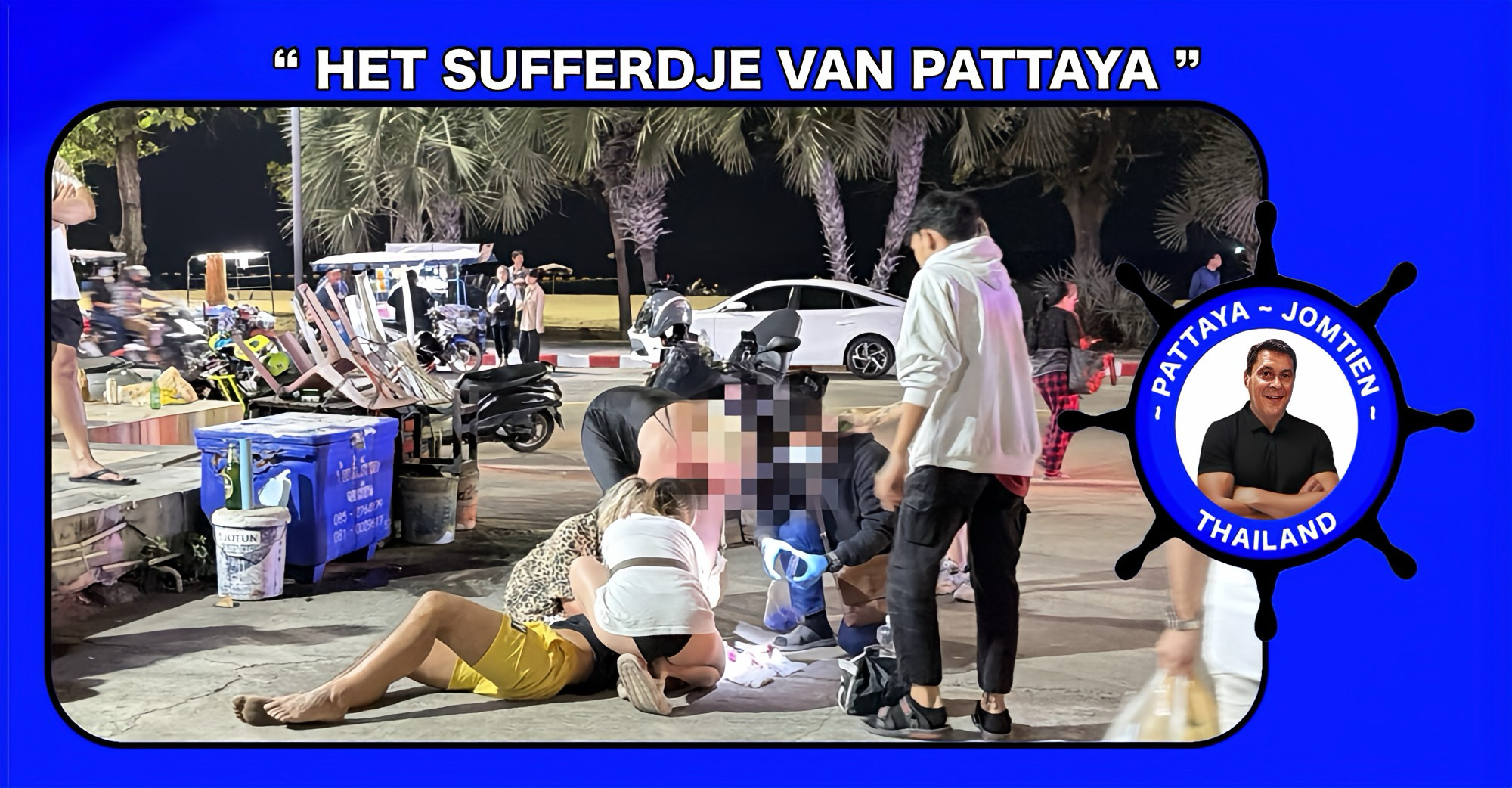 Groep Russische toeristen begint in Pattaya een robbertje te vechten, één van hen raakt knock-out