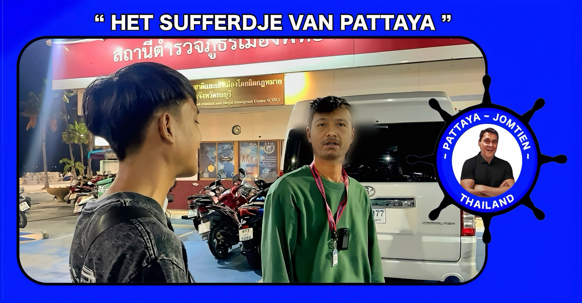 Een voedselbezorger in Pattaya flink mishandeld na een ongeval dat volgde op een woordenwisseling op straat.