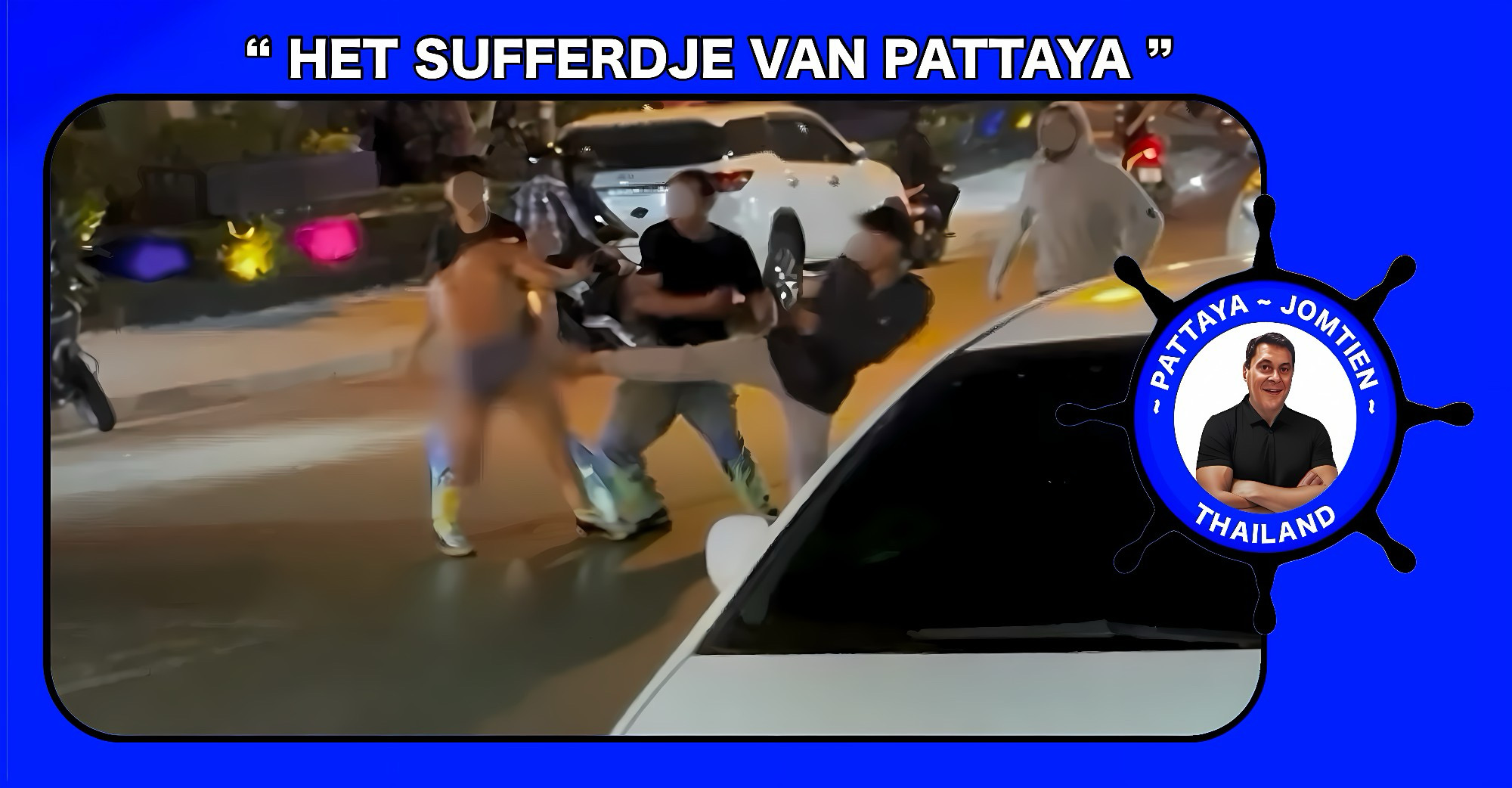 🎥 | Bijna naakte buitenlander na veroorzaakte schade aan voertuigen door inwoners van Pattaya tegen de grond gewerkt