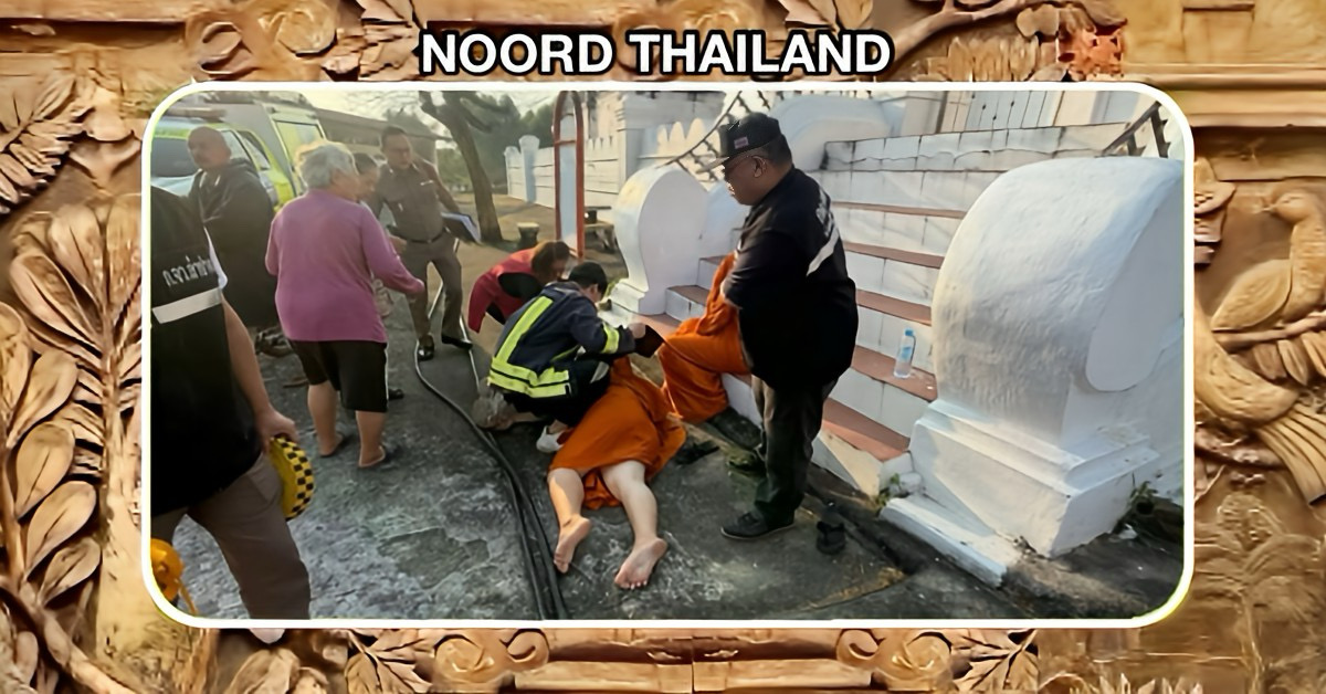 Abt valt in Noord-Thailand flauw als hij ziet dat zijn eeuwenoude houten monnikenwoning tot de grond toe afbrandt.