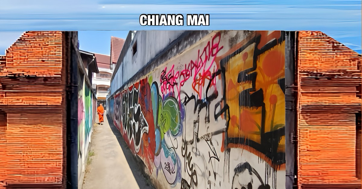 Monnik in Noord-Thailand woedend op buitenlanders die om de haverklap zijn tempelmuur “verfraaien”