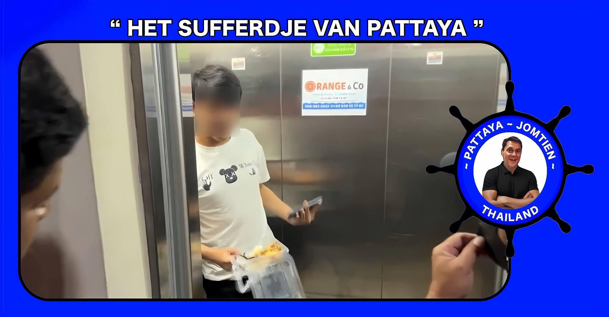 Tiener zit ruim een uur vast in lift in Pattaya en eet uit verveling zijn maaltijd op!