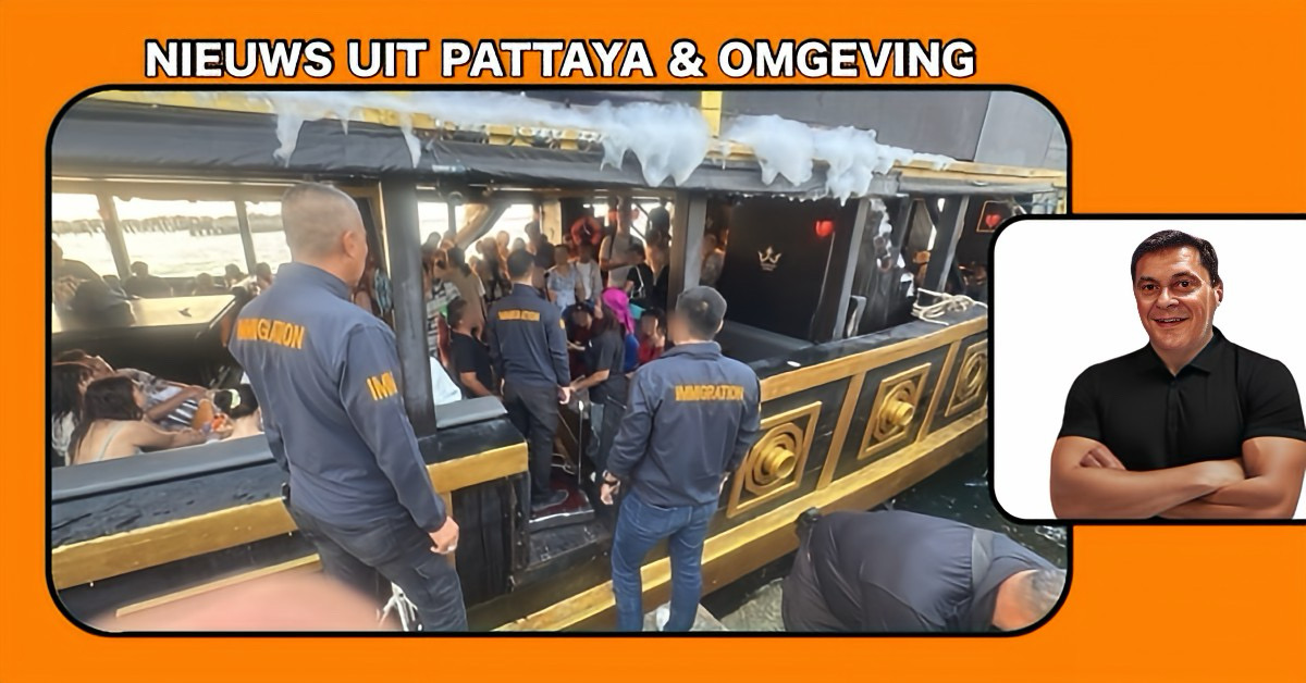 Immigratiedienst van Chonburi entert het piratenschip van Pattaya op zoek naar illegale werknemers.