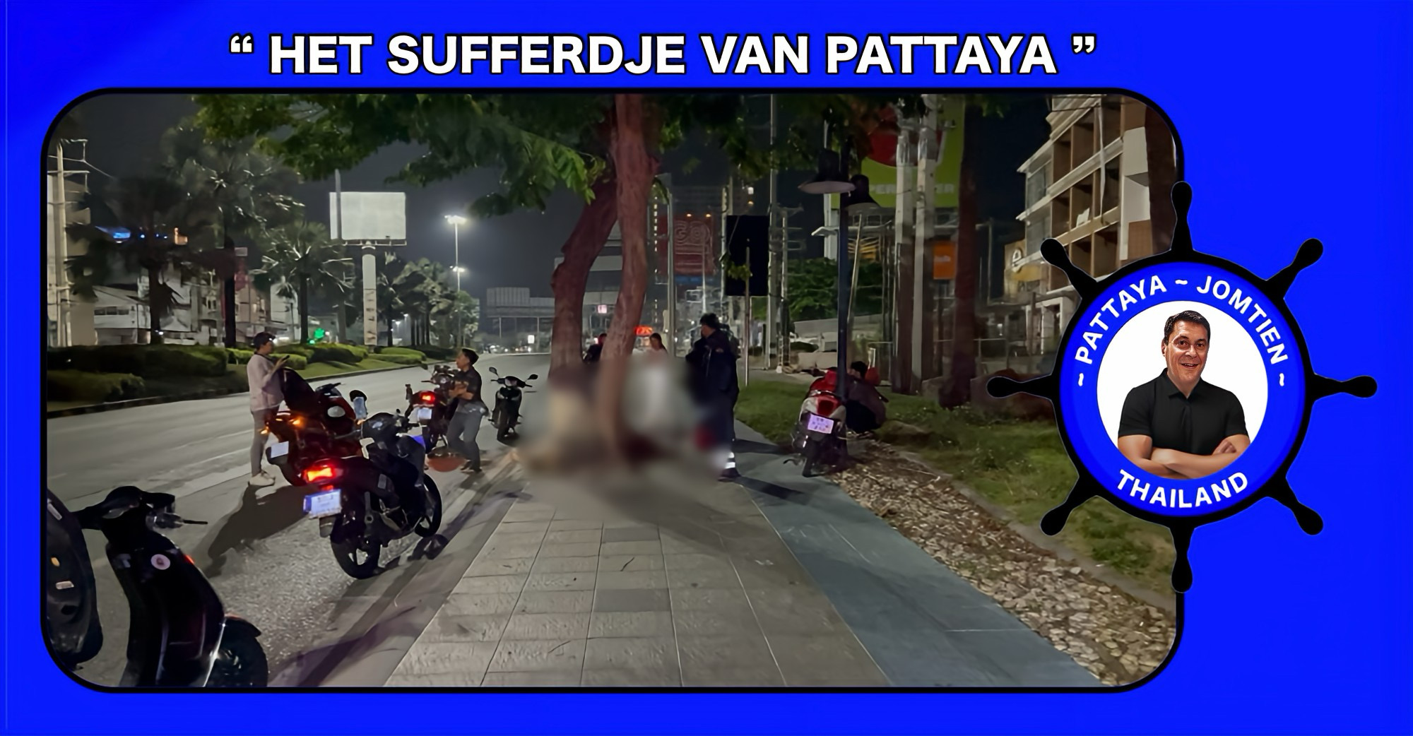 Man raakt zwaar gewond na frontale botsing tegen een boom in Pattaya.