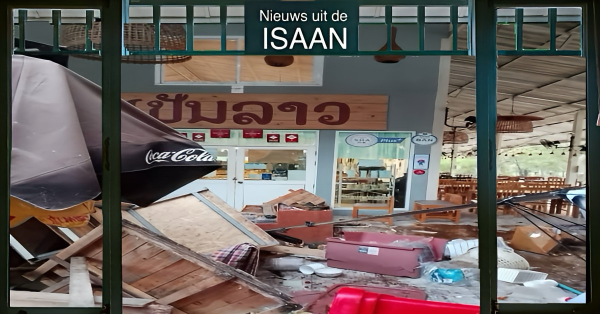 Olifant bestormt bekend sterrenrestaurant in Noordoost-Thailand met als gevolg ernstige schade