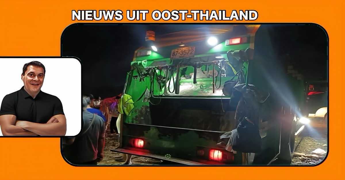 Vuilnisman vindt in Oost-Thailand een tragisch einde door een hydraulische compactor van een vuilniswagen.