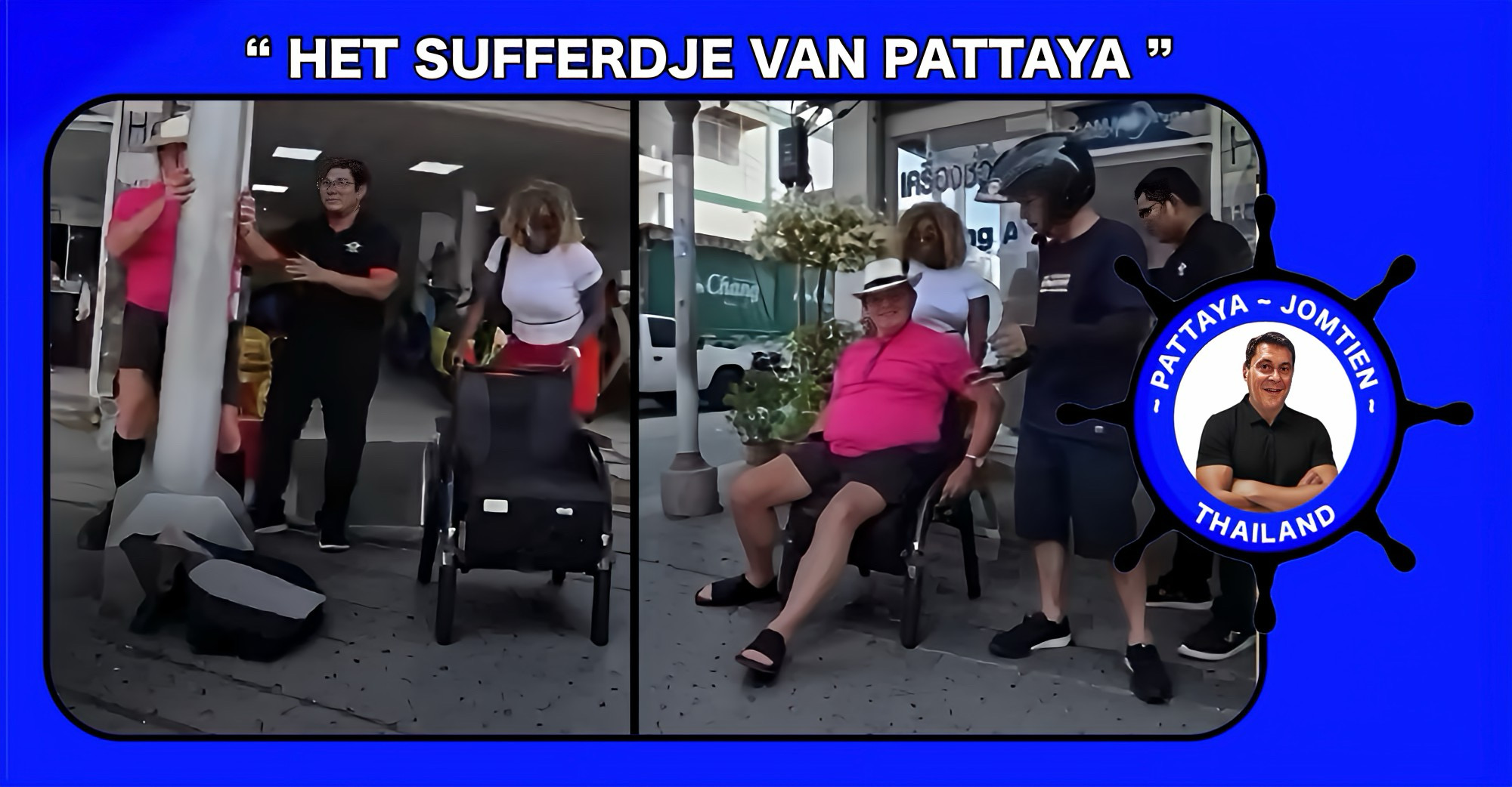 🎥| Pattaya op zijn smalst, motor- taxichauffeur steekt de helpende hand naar gehandicapte man uit!.