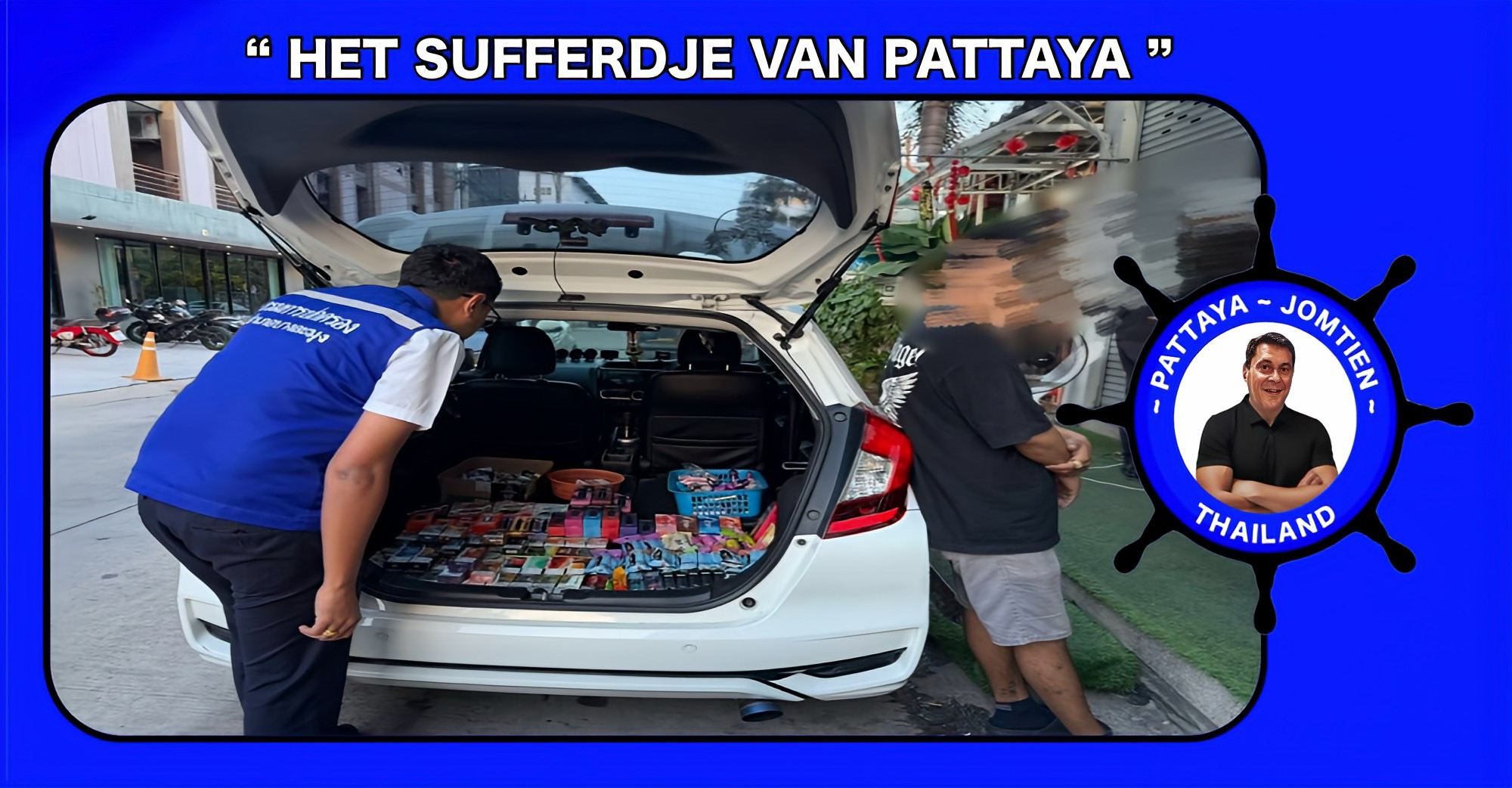 Districtspolitie rolt een illegale handel in E-sigaretten vanuit een kofferbak in Pattaya op