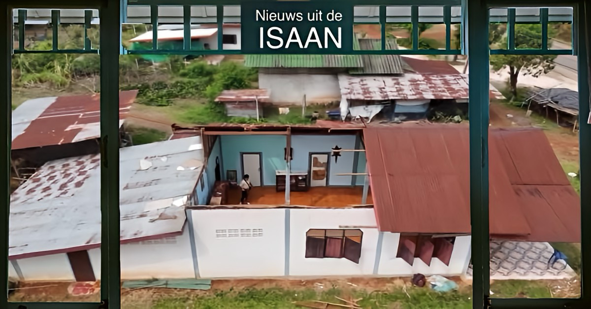 Heftige storm richt in Noordoost-Thailand verwoesting aan, in Nakhon Phanom zijn meer dan 500 huizen beschadigd.