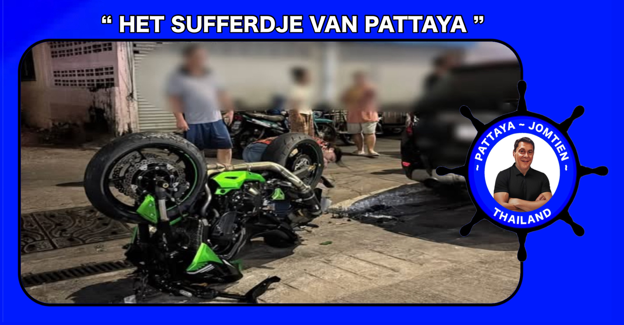 Buitenlandse motorrijder rijdt een Finse voetganger bij de Rompo markt in Jomtien dood, politie Pattaya start groot onderzoek 