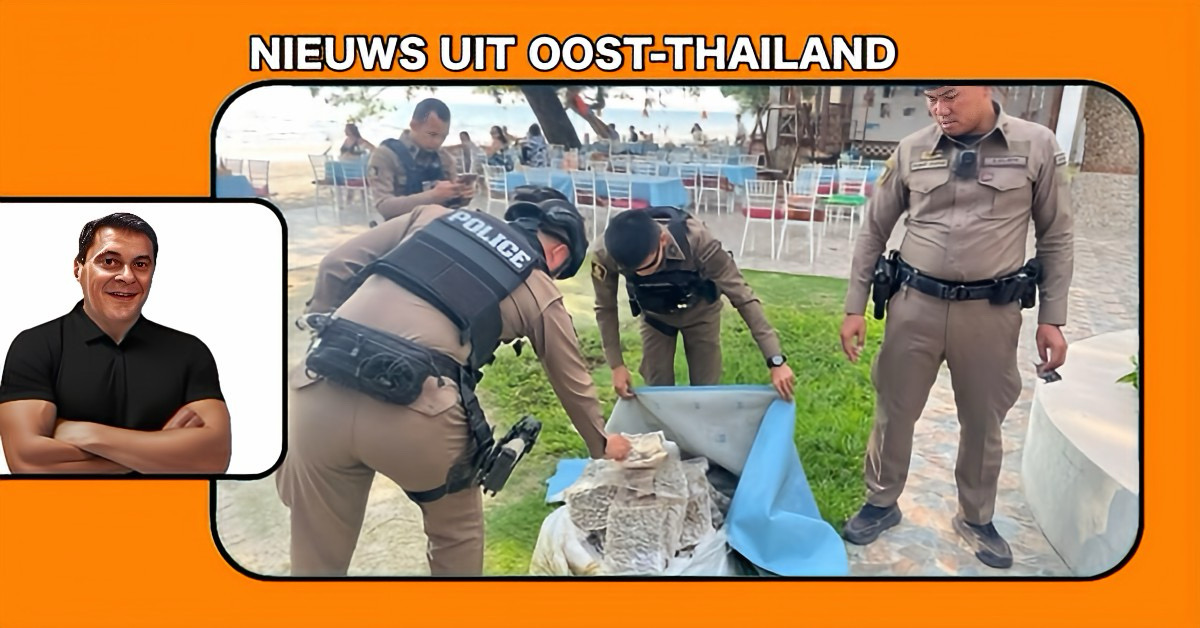 Politie vindt meer dan 40 kg cannabis aangespoeld op een strand in Oost-Thailand.