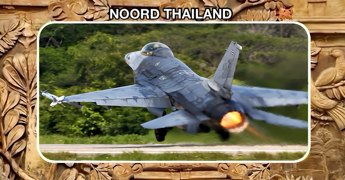 F-16-patrouilles van de Thaise luchtmacht zorgen voor rust aan de grens met Myanmar.