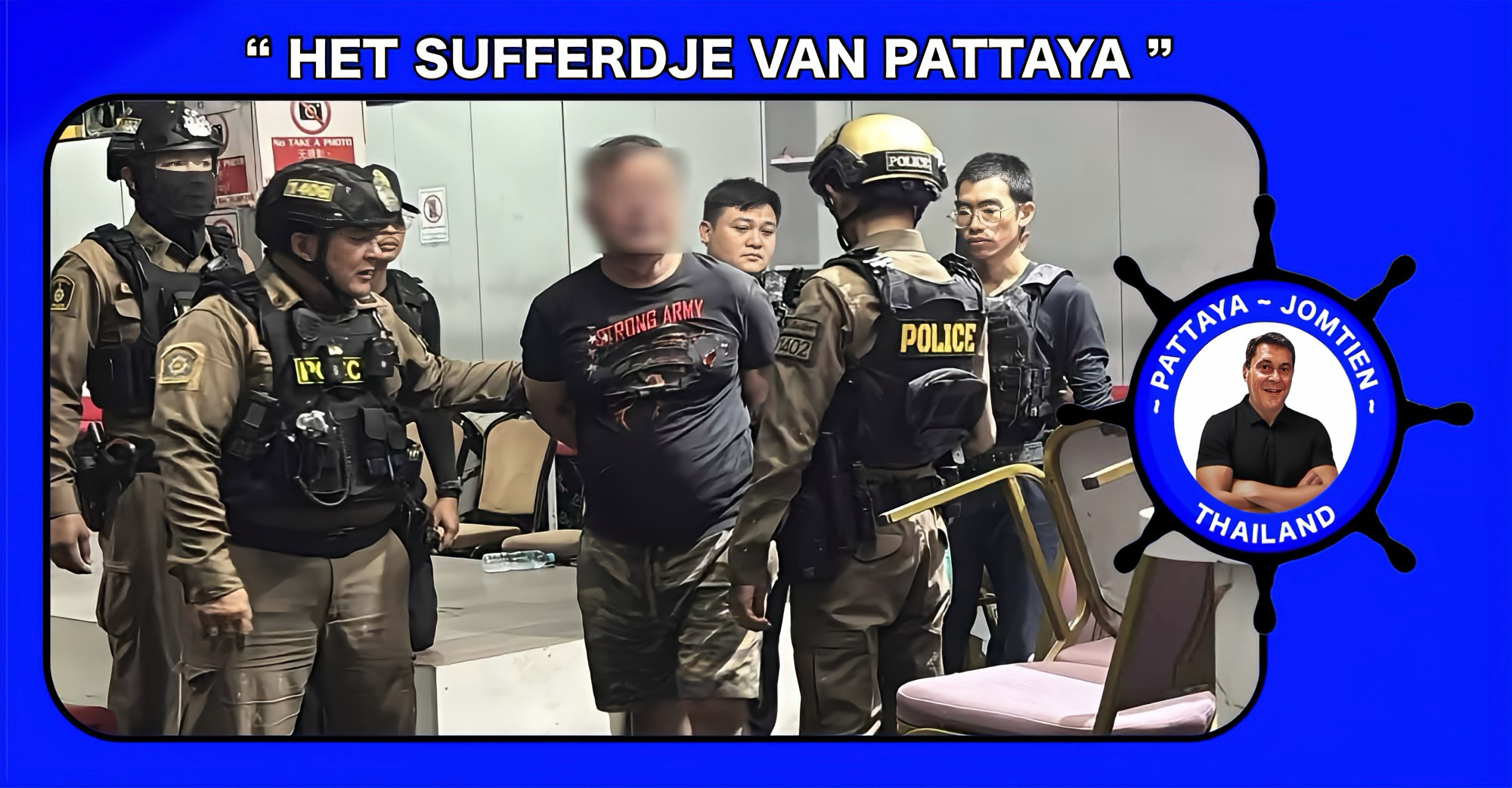 Tragedie in de Walking Street van Pattaya, zwaar beschonken politieagent schiet de eigenaar van een cannabis-winkel dood. 