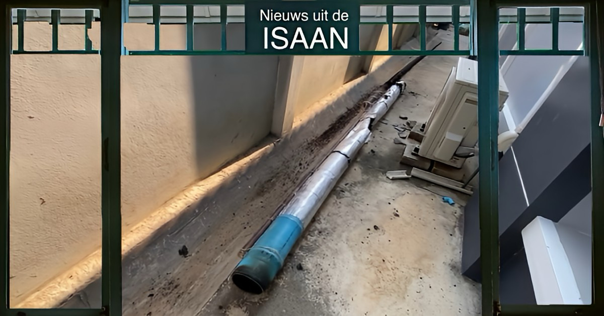 Zelfgemaakte raket doorboort dak van woning in Noordoost-Thailand.