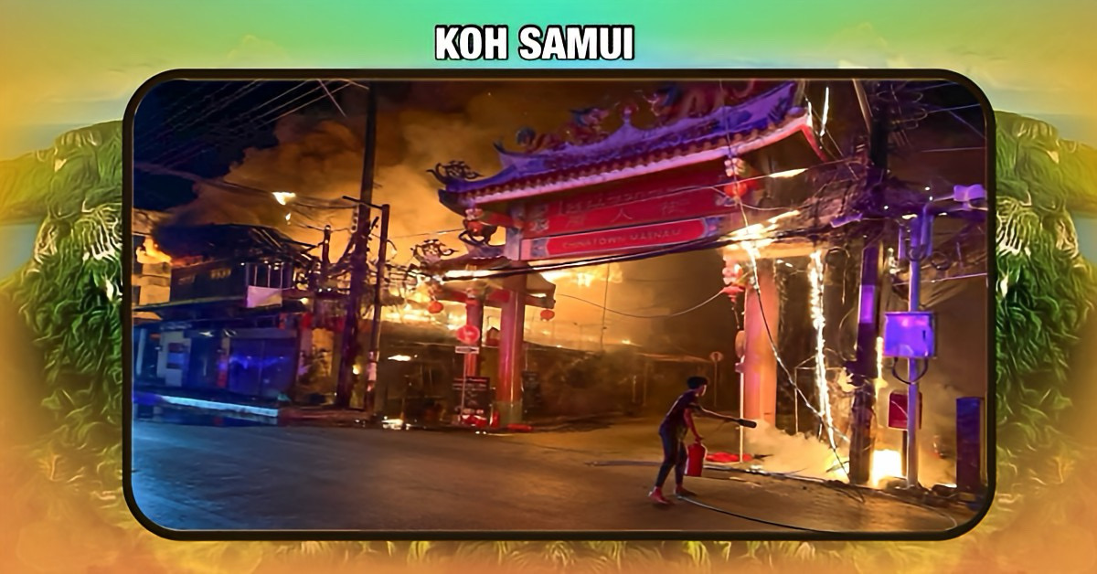 Grote brand legt de populaire“Austrian Corner” op Koh Samui in as.