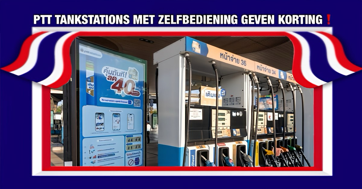 Tankstations in Thailand introduceren zelfbediening, 40 satang korting per liter via BluePlus-app.