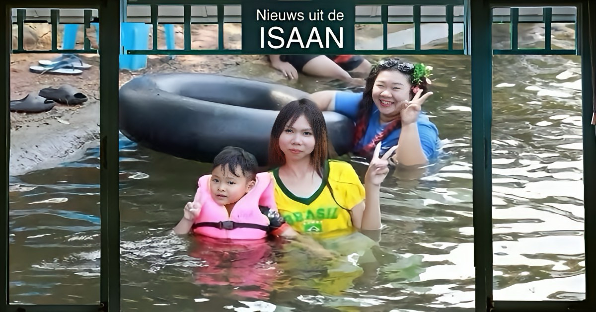 De intense warmte in Noordoost-Thailand lokt massa’s mensen naar het water, de lokale economie vaart er wel bij.