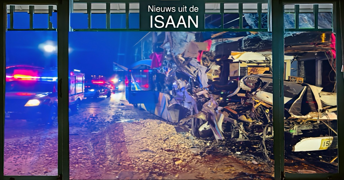 In Noordoost-Thailand heeft een ernstig ongeluk plaatsgevonden tussen een bus en een vrachtwagen, waarbij 27 mensen gewond raakten.