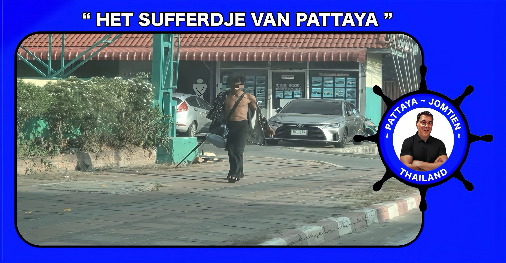 Messenaanvaller zaaide angst in Jomtien, de politie uit Pattaya grijpt in.