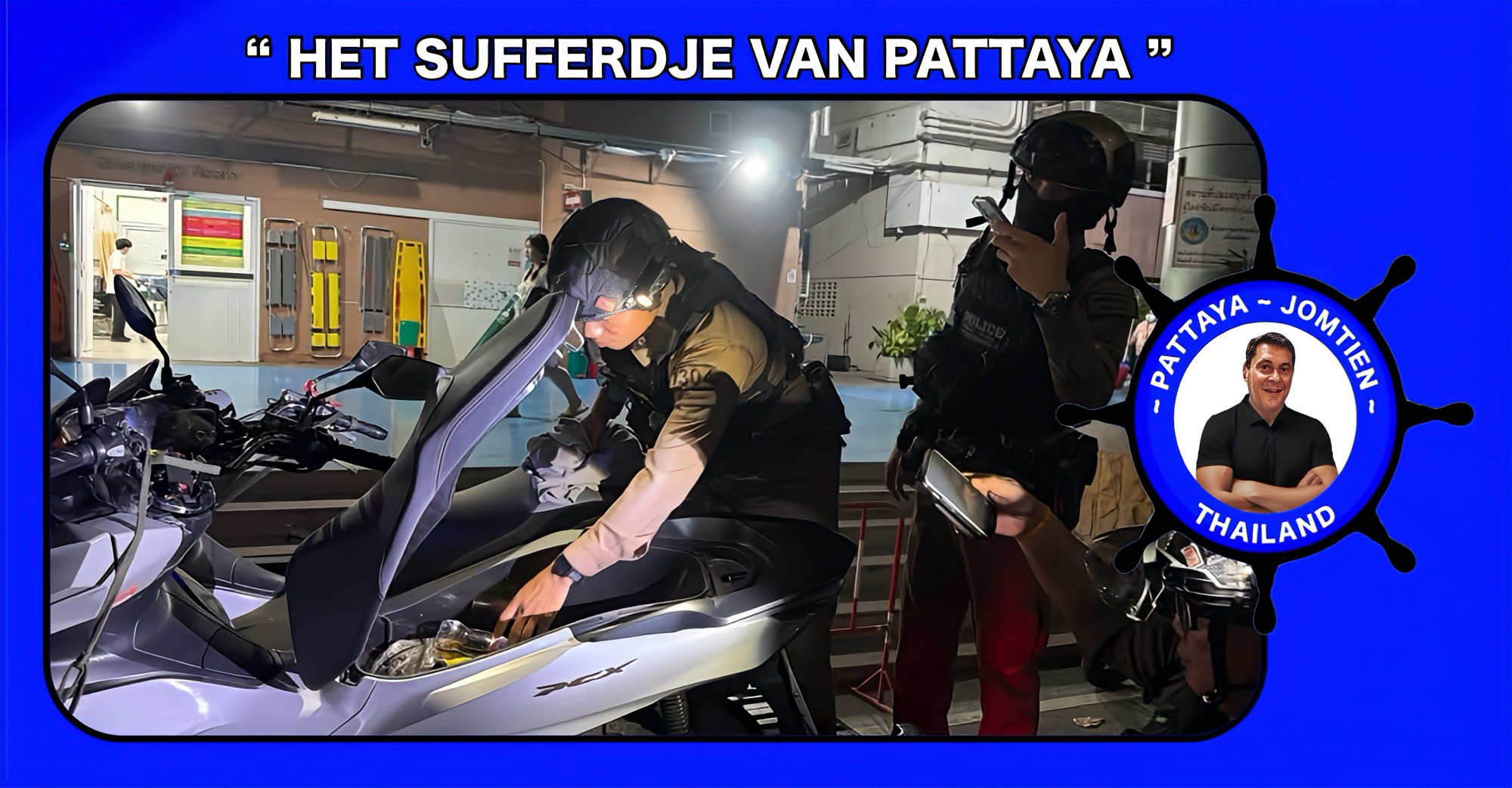 Motorongeluk in Pattaya, gewonde man aangehouden nadat geladen revolver bij hem werd aangetroffen.