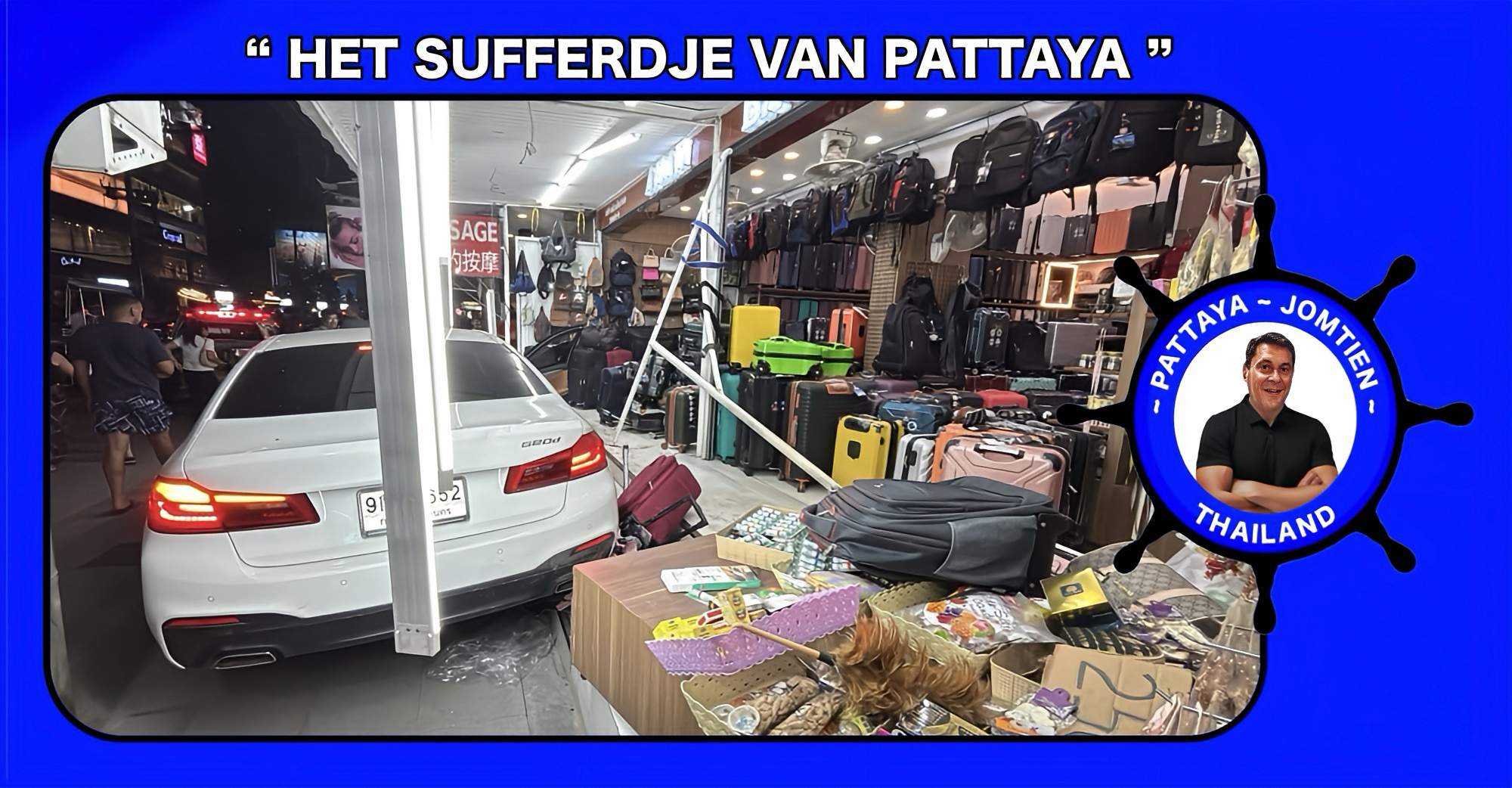 Bestuurster van een BMW veroorzaakte chaos in Pattaya, vijf buitenlanders raakte daarbij gewond.