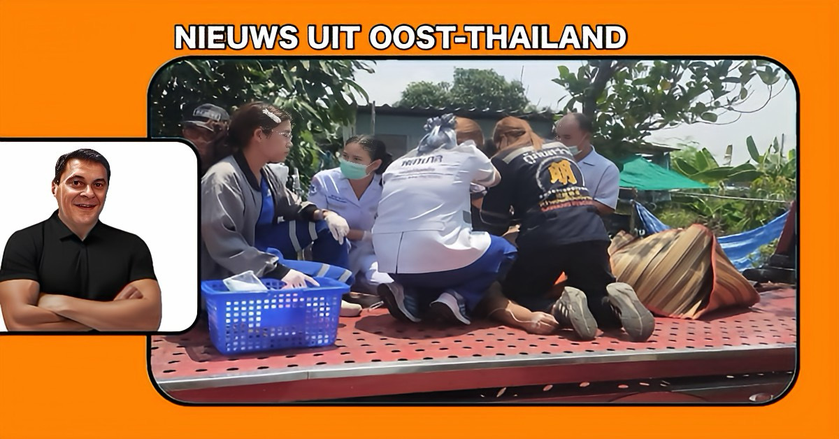 Ambulancepersoneel voert reanimatie (CPR) uit op een man van bijna 200 kilo op een rijdende bergingswagen in Oost-Thailand.