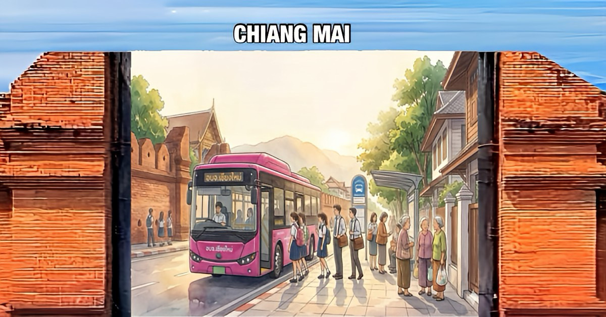 Chiang Mai, in het noorden van Thailand zet IN, op groen met toegankelijk openbaar vervoer.