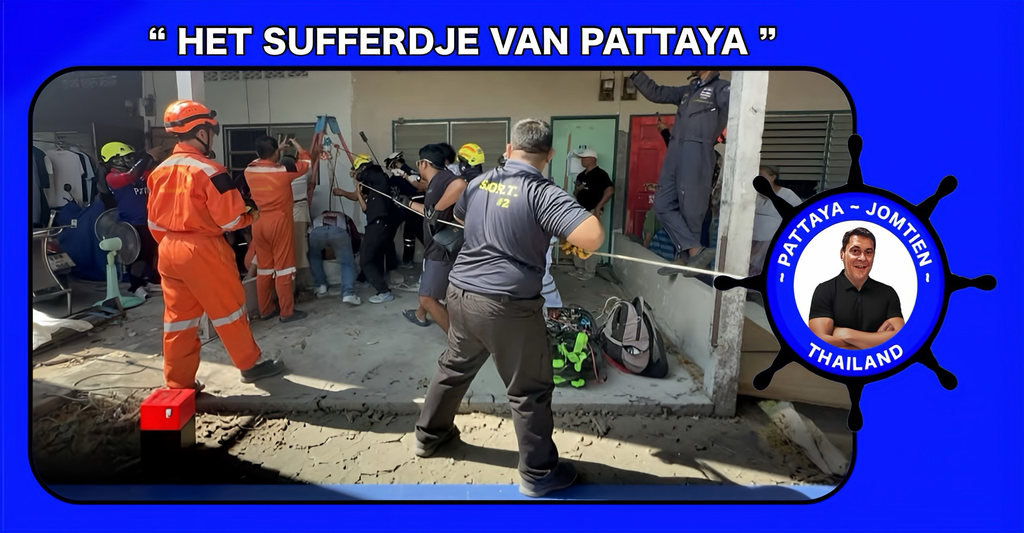 Man trapt door een verrotte deksel van een oude waterput, hulpdienst van Pattaya verleende een professionele reddingsactie.